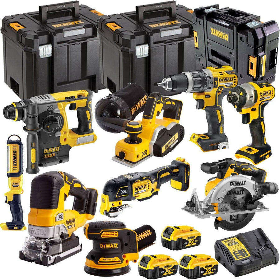 18V Cordless Brushless 9-Piece Power Tool Kit with 3 x 5.0Ah Batteries & Charger