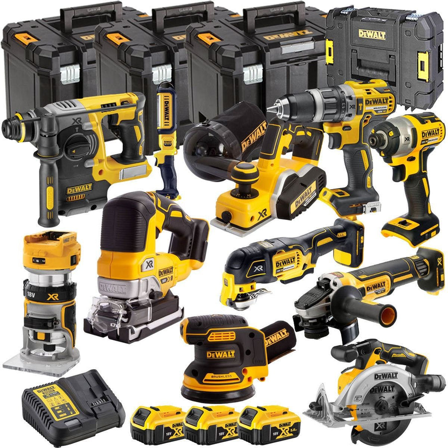 18V Cordless Brushless 11-Piece Power Tool Kit with 3 x 5.0Ah Batteries & Charger